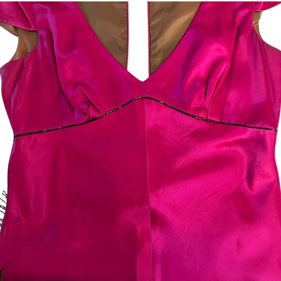 Vtg Y2K does 30s ABS Allen Schwartz Embroidered Beaded Angled Hem Dress Sz 8 - Picture 7 of 16